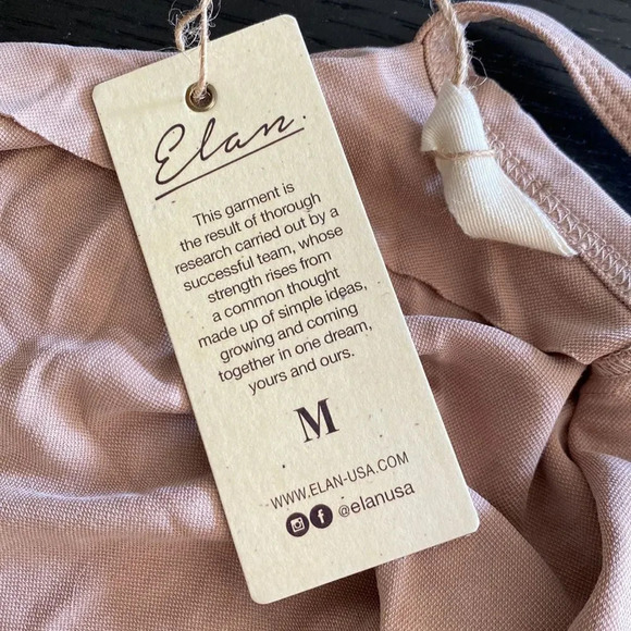 NWT Elan Medium Short Sleeve Jumpsuit Tan Wide Neck Drawstring Jogger - Picture 8 of 9